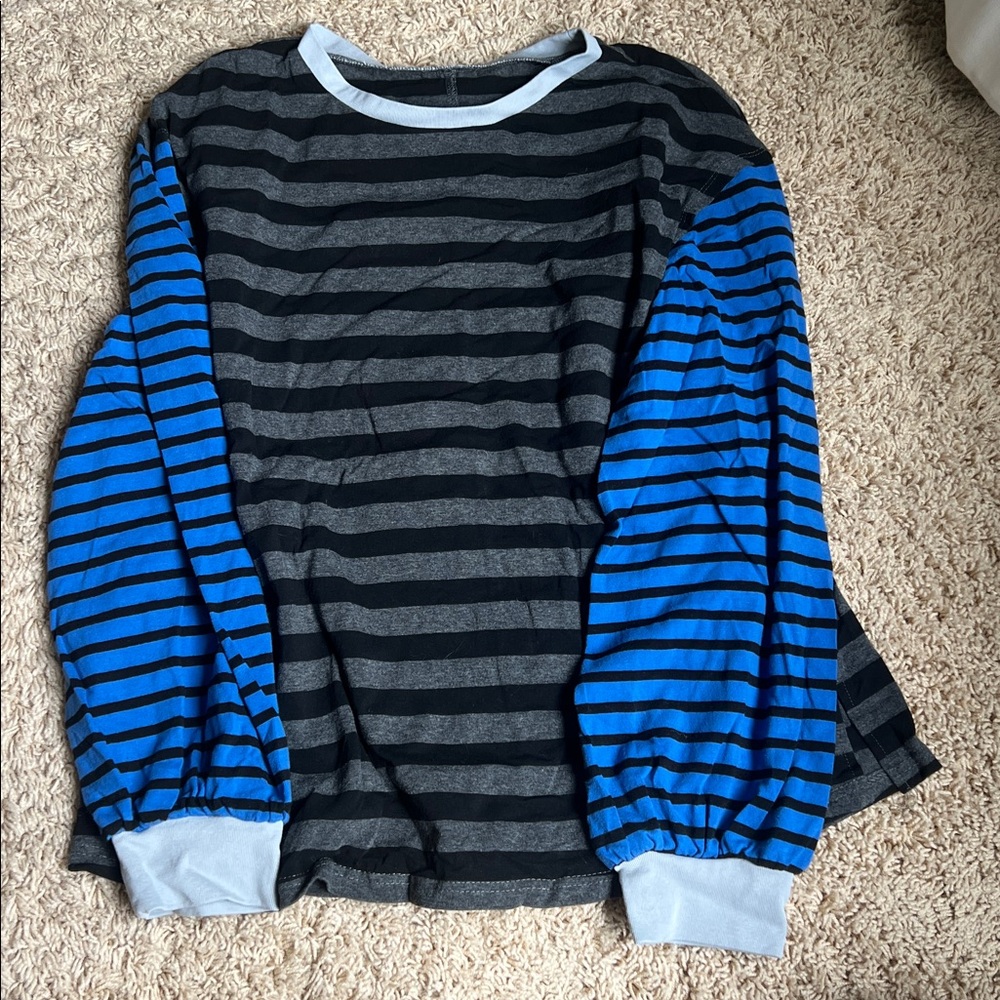 Striped Long Sleeve Shirt with Blue and Black